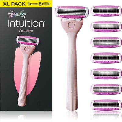Wilkinson Sword Intuition Quattro Scheerapparaat + Vervangende Bladen 8st. Wilkinson Sword Intuition Quattro Scheerapparaat + Vervangende Bladen 8st.