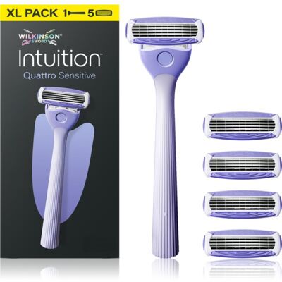 Wilkinson Sword Intuition Quattro Sensitive Scheerapparaat + navulmesjes Wilkinson Sword Intuition Quattro Sensitive Scheerapparaat + navulmesjes