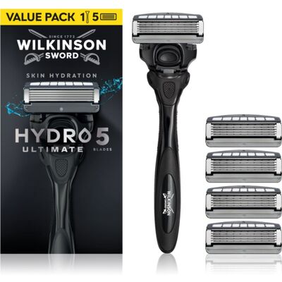 Wilkinson Sword Hydro5 Ultimate Scheerapparaat + Vervangbare Scheermesjes 5st. Wilkinson Sword Hydro5 Ultimate Scheerapparaat + Vervangbare Scheermesjes 5st.