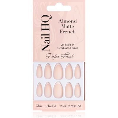 Nail HQ Almond Matte French valse nagels met Lijm en Applicator 24 st Nail HQ Almond Matte French valse nagels met Lijm en Applicator 24 st