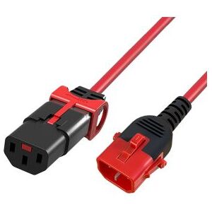 ACT Netsnoer C13 IEC Lock+ - C14 IEC Lock Dual Locking rood 1 m, PC3612 ACT Netsnoer C13 IEC Lock+ - C14 IEC Lock Dual Locking rood 1 m, PC3612