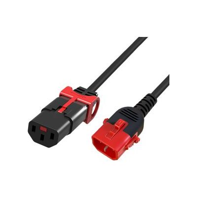 ACT Netsnoer C13 IEC Lock+ - C14 IEC Lock Dual Locking zwart 1,5 m, PC3602 ACT Netsnoer C13 IEC Lock+ - C14 IEC Lock Dual Locking zwart 1,5 m, PC3602