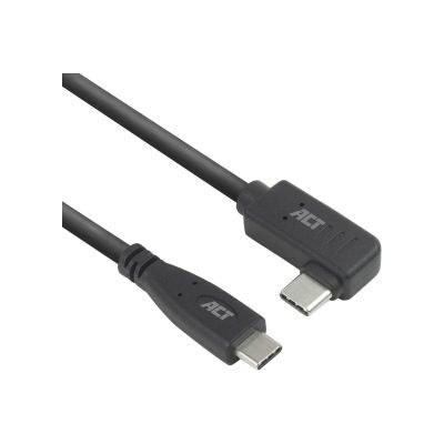 ACT USB 3.0 10Gbps 60W USB Type-C - USB Type-C (haaks horizontaal) 0.5m ACT USB 3.0 10Gbps 60W USB Type-C - USB Type-C (haaks horizontaal) 0.5m