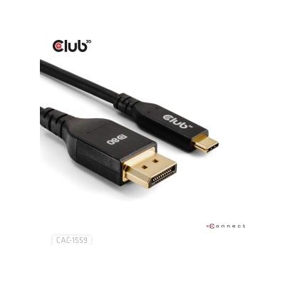 Club 3D CLUB3D USB Type-C Cable to DP 2.1 Bi-Directional VESA DP80 Certified Cable M/M 1m/3.28ft Club 3D CLUB3D USB Type-C Cable to DP 2.1 Bi-Directional VESA DP80 Certified Cable M/M 1m/3.28ft