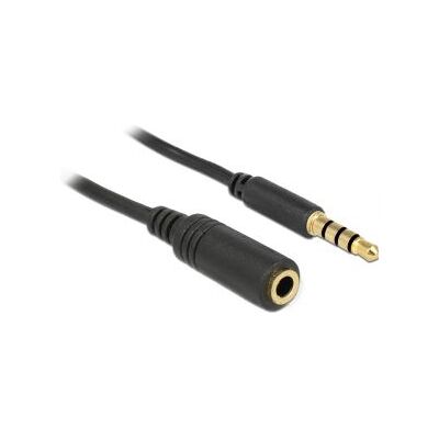 Delock 84668 Stereo Jack Verlengkabel 3,5 mm 4-pins male naar female 3 m zwart Delock 84668 Stereo Jack Verlengkabel 3,5 mm 4-pins male naar female 3 m zwart