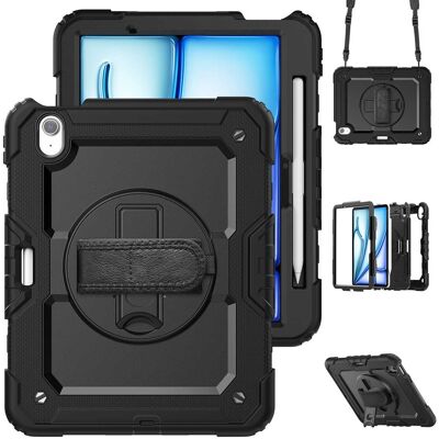 Accezz Rugged Backcover met schouderstrap voor de Apple iPad Air 11 inch (2026) M4 / (2025) M3 / (2024) M2 - Zwart Accezz Rugged Backcover met schouderstrap voor de Apple iPad Air 11 inch (2026) M4 / (2025) M3 / (2024) M2 - Zwart