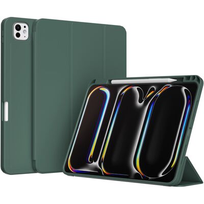 Accezz Smart Silicone Bookcase voor de Apple iPad Pro 13 (2025) M5 / (2024) M4 - Donkergroen Accezz Smart Silicone Bookcase voor de Apple iPad Pro 13 (2025) M5 / (2024) M4 - Donkergroen