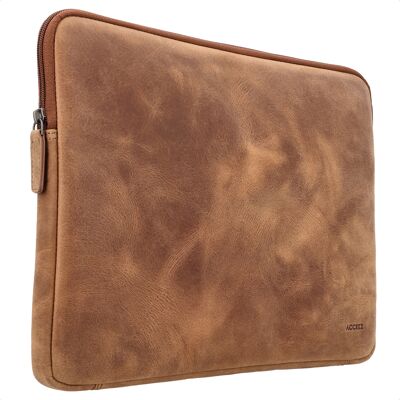 Accezz Leather Laptop hoes met rits 13-14 inch - Laptopsleeve - Cognac Accezz Leather Laptop hoes met rits 13-14 inch - Laptopsleeve - Cognac