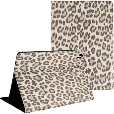 Selencia Sabi Bookcase met panterprint voor de Samsung Galaxy Tab S11 - Soft Ivory Selencia Sabi Bookcase met panterprint voor de Samsung Galaxy Tab S11 - Soft Ivory