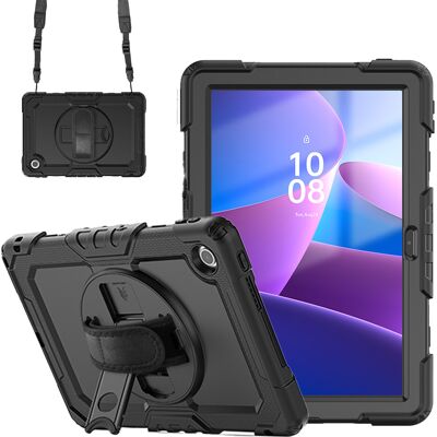 Accezz Rugged Backcover met schouderstrap voor de Lenovo Tab (2025) - Zwart Accezz Rugged Backcover met schouderstrap voor de Lenovo Tab (2025) - Zwart