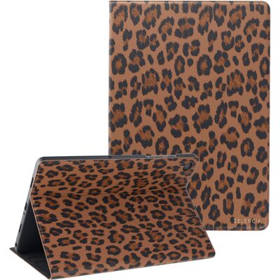 Selencia Sabi Bookcase met panterprint voor de Samsung Galaxy Tab A11 Plus - Mocha Brown Selencia Sabi Bookcase met panterprint voor de Samsung Galaxy Tab A11 Plus - Mocha Brown