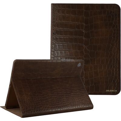 Selencia Croco bookcase voor de Samsung Galaxy Tab A11 Plus / A9 Plus - Choco Brown Selencia Croco bookcase voor de Samsung Galaxy Tab A11 Plus / A9 Plus - Choco Brown
