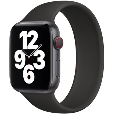 Siliconen solobandje voor de Apple Watch 44/45/46/49 mm - Maat 6 - Zwart Siliconen solobandje voor de Apple Watch 44/45/46/49 mm - Maat 6 - Zwart