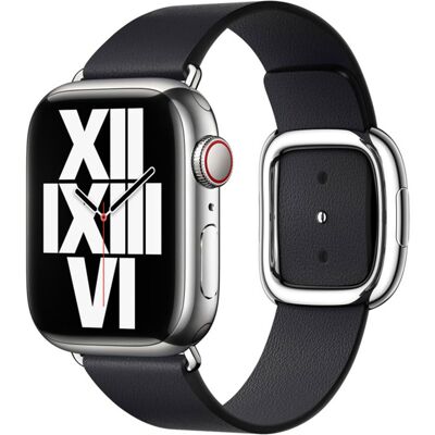 Leather Band Modern Buckle voor de Apple Watch 38/40/41/42 mm - Maat M - Midnight Leather Band Modern Buckle voor de Apple Watch 38/40/41/42 mm - Maat M - Midnight