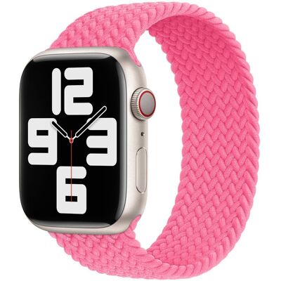 Gevlochten solobandje voor de Apple Watch 44/45/46/49 mm - Maat 4 - Flamingo Gevlochten solobandje voor de Apple Watch 44/45/46/49 mm - Maat 4 - Flamingo