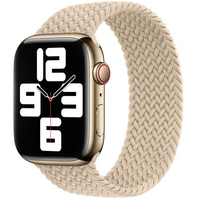 Gevlochten solobandje voor de Apple Watch 38/40/41/42 mm - Maat 3 - Beige Gevlochten solobandje voor de Apple Watch 38/40/41/42 mm - Maat 3 - Beige