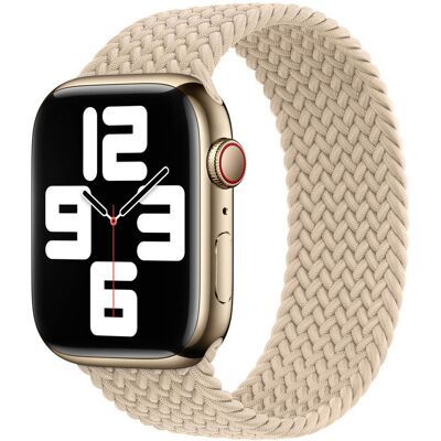 Gevlochten solobandje voor de Apple Watch 38/40/41/42 mm - Maat 4 - Beige Gevlochten solobandje voor de Apple Watch 38/40/41/42 mm - Maat 4 - Beige