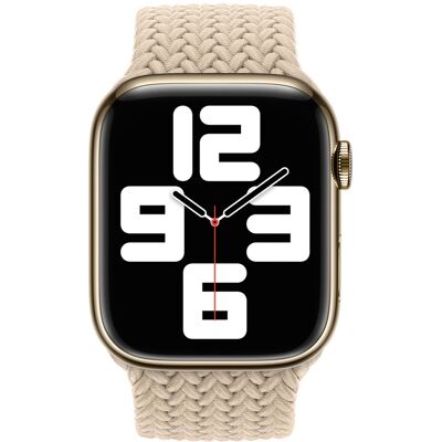 Gevlochten solobandje voor de Apple Watch 44/45/46/49 mm - Maat 5 - Beige Gevlochten solobandje voor de Apple Watch 44/45/46/49 mm - Maat 5 - Beige
