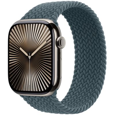 Gevlochten solobandje voor de Apple Watch 44/45/46/49 mm - Maat 12 - Lake Green Gevlochten solobandje voor de Apple Watch 44/45/46/49 mm - Maat 12 - Lake Green