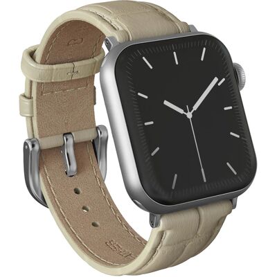 Burga Genuine Leather Band - Apple Watch 44/45/46/49 mm / Universeel 20 mm aansluiting - Buttermelt / Silver Burga Genuine Leather Band - Apple Watch 44/45/46/49 mm / Universeel 20 mm aansluiting - Buttermelt / Silver