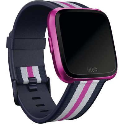 Woven band voor de Fitbit Versa / Versa 2 / Versa Lite - Maat S - Navy / Mulberry Woven band voor de Fitbit Versa / Versa 2 / Versa Lite - Maat S - Navy / Mulberry