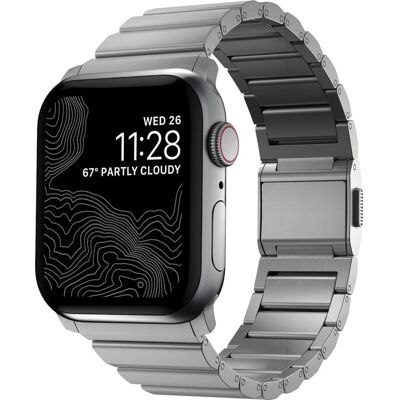 Nomad Titanium schakelband voor de Apple Watch 44/45/46/49 mm - Zilver Nomad Titanium schakelband voor de Apple Watch 44/45/46/49 mm - Zilver