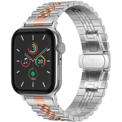 Selencia Jubilee stalen bandje voor de Apple Watch 38/40/41/42 mm - Zilver & Rosé Goud Selencia Jubilee stalen bandje voor de Apple Watch 38/40/41/42 mm - Zilver & Rosé Goud