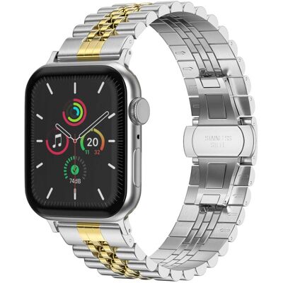 Selencia Jubilee stalen bandje voor de Apple Watch 44/45/46/49 mm - Zilver & Goud Selencia Jubilee stalen bandje voor de Apple Watch 44/45/46/49 mm - Zilver & Goud
