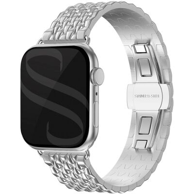 Selencia Stalen draak band voor de Apple Watch 38/40/41/42 mm - Zilver Selencia Stalen draak band voor de Apple Watch 38/40/41/42 mm - Zilver