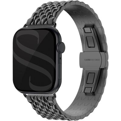 Selencia Stalen draak band voor de Apple Watch 38/40/41/42 mm - Zwart Selencia Stalen draak band voor de Apple Watch 38/40/41/42 mm - Zwart