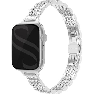 Selencia Slim Steel Jubilee Inspired schakelbandje voor de Apple Watch 38/40/41/42 mm - Zilver Selencia Slim Steel Jubilee Inspired schakelbandje voor de Apple Watch 38/40/41/42 mm - Zilver