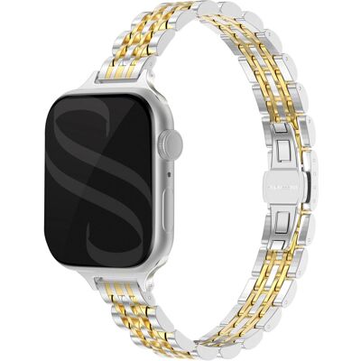 Selencia Slim Steel Jubilee Inspired schakelbandje voor de Apple Watch 38/40/41/42 mm - Zilver & Goud Selencia Slim Steel Jubilee Inspired schakelbandje voor de Apple Watch 38/40/41/42 mm - Zilver & Goud