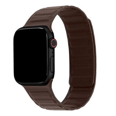 Accezz Magnetisch echt lederen bandje voor de Apple Watch 44/45/46/49 mm - Chocolate Brown Accezz Magnetisch echt lederen bandje voor de Apple Watch 44/45/46/49 mm - Chocolate Brown