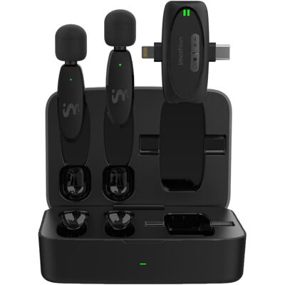 imoshion MultiMic Duo Pack microfoon met oplaadcase - Dasspeld microfoon - Draadloos - 3,5 mm AUX / USB-C / Lightning imoshion MultiMic Duo Pack microfoon met oplaadcase - Dasspeld microfoon - Draadloos - 3,5 mm AUX / USB-C / Lightning