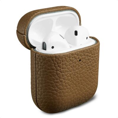 Accezz Echt Leren Case voor de Apple Airpods 1 / 2 - Taupe Accezz Echt Leren Case voor de Apple Airpods 1 / 2 - Taupe