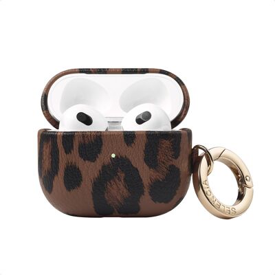 Selencia Sabi Case met panterprint voor de Apple Airpods 3 - Mocha Brown Selencia Sabi Case met panterprint voor de Apple Airpods 3 - Mocha Brown