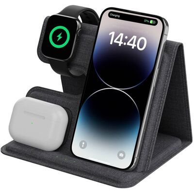 imoshion 3-in-1 Opvouwbare draadloze oplader voor Apple - iPhone / AirPods / Apple Watch - Grijs imoshion 3-in-1 Opvouwbare draadloze oplader voor Apple - iPhone / AirPods / Apple Watch - Grijs