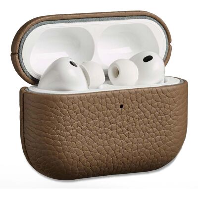 Accezz Echt Leren Case voor de Apple Airpods Pro 3 - Taupe Accezz Echt Leren Case voor de Apple Airpods Pro 3 - Taupe