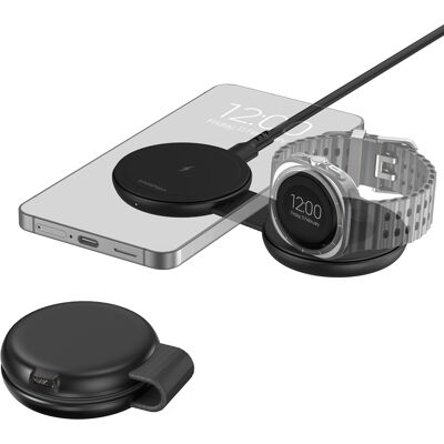 imoshion 2-in-1 Draadloze Reisoplader 25W - Smartphone / Oordopjes / Samsung Watch - Qi2.2 - Zwart imoshion 2-in-1 Draadloze Reisoplader 25W - Smartphone / Oordopjes / Samsung Watch - Qi2.2 - Zwart