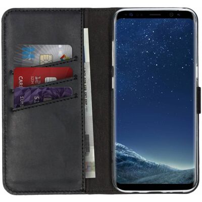 Selencia Echt Leren Bookcase voor de Samsung Galaxy S8 - Zwart Selencia Echt Leren Bookcase voor de Samsung Galaxy S8 - Zwart