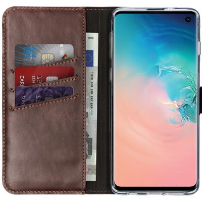 Selencia Echt Leren Bookcase voor de Samsung Galaxy S10 - Bruin Selencia Echt Leren Bookcase voor de Samsung Galaxy S10 - Bruin