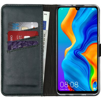Selencia Echt Leren Bookcase voor de Huawei P30 Lite - Groen Selencia Echt Leren Bookcase voor de Huawei P30 Lite - Groen