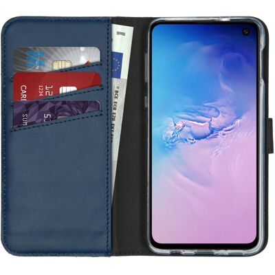 Selencia Echt Leren Bookcase voor de Samsung Galaxy S10e - Blauw Selencia Echt Leren Bookcase voor de Samsung Galaxy S10e - Blauw