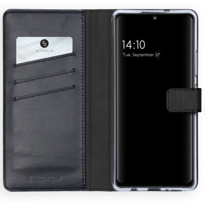 Selencia Echt Leren Bookcase voor de Samsung Galaxy A42 - Zwart Selencia Echt Leren Bookcase voor de Samsung Galaxy A42 - Zwart