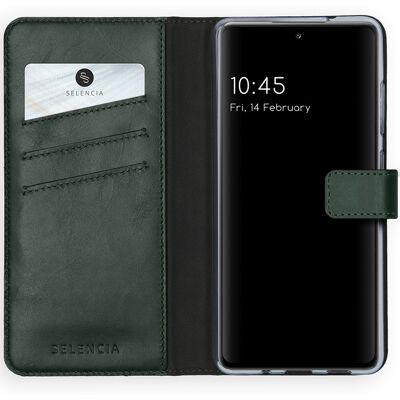 Selencia Echt Leren Bookcase voor de Samsung Galaxy S20 FE - Groen Selencia Echt Leren Bookcase voor de Samsung Galaxy S20 FE - Groen