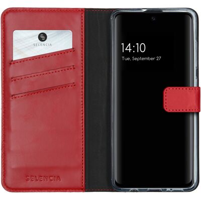 Selencia Echt Leren Bookcase voor de Samsung Galaxy A51 - Rood Selencia Echt Leren Bookcase voor de Samsung Galaxy A51 - Rood