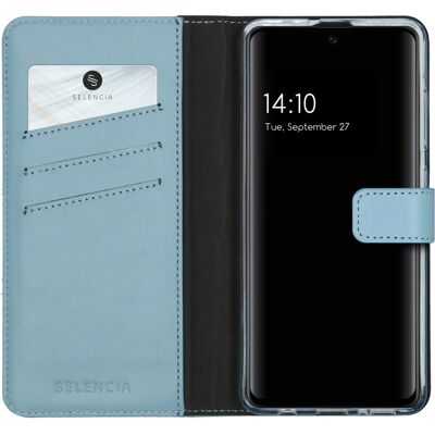 Selencia Echt Leren Bookcase voor de Samsung Galaxy A51 - Air Blue Selencia Echt Leren Bookcase voor de Samsung Galaxy A51 - Air Blue
