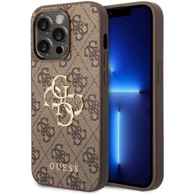 Guess iPhone 15 Pro Bruine Beschermhoes - Precieze uitsparingen Guess iPhone 15 Pro Bruine Beschermhoes - Precieze uitsparingen