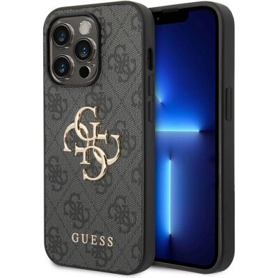Guess 4G Metal Logo Backcover voor de Apple iPhone 15 Pro - Grijs Guess 4G Metal Logo Backcover voor de Apple iPhone 15 Pro - Grijs