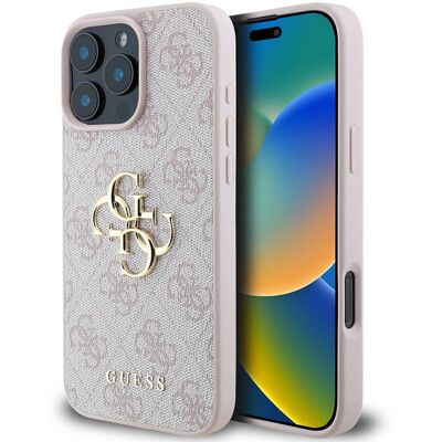 Guess iPhone 16 Pro Hoesje - Roze, 4G Logo, Monogram, Stijlvol Guess iPhone 16 Pro Hoesje - Roze, 4G Logo, Monogram, Stijlvol